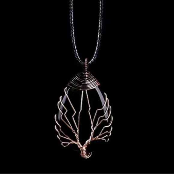 Vintage Style Black Tigers Eye Tree Of Life Necklace - Picture 3 of 3